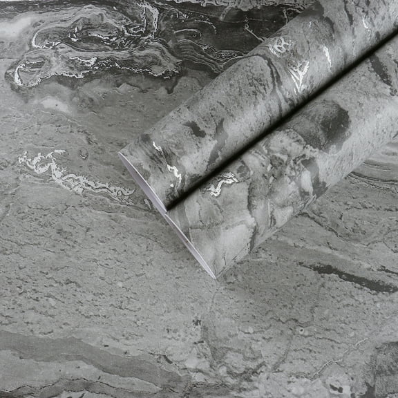 CHIHUT Dark Grey Marble Peel and Stick Countertop Contact Paper for Cabinets Self Adhesive Marble Wallpaper for Bedroom Waterproof Removable Matte Marble Vinyl Wallpaper Kitchen Counter 17.7"x100"