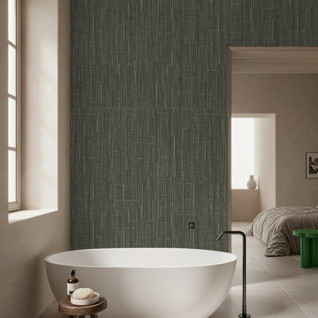 CHIHUT Grey Grasscloth Textured Wallpaper Peel and Stick Vinyl Wallpaper for Bedroom 17.7"x100"