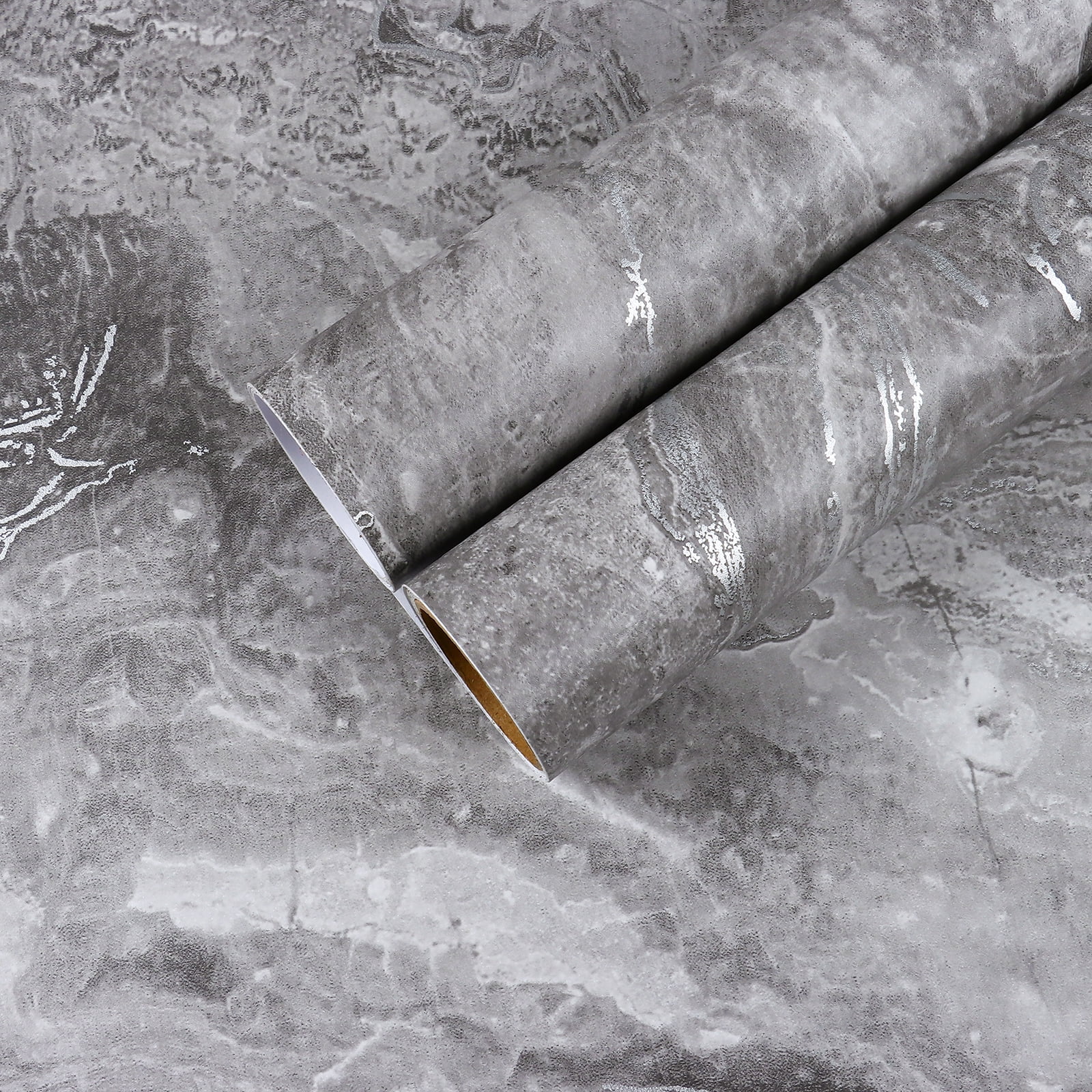 CHIHUT Matte Grey Marble Wallpaper Peel and Stick Kitchen Countertop Self Adhesive Marble Contact Paper for Countertops Waterproof Thick Removable Wallpaper 17.7"x100" Vinyl Wrap for Cabinets Walls