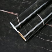 CHIHUT Light Black Marble Contact Paper for Countertop Waterproof Peel and Stick Marble Wallpaper for Bathroom Glossy Wall Paper Self Adhesive Removable Vinyl Roll for Kitchen Cabinet 12"x100"