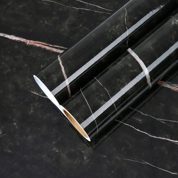 CHIHUT Light Black Marble Contact Paper for Countertop Waterproof Peel and Stick Marble Wallpaper for Bathroom Glossy Wall Paper Self Adhesive Removable Vinyl Roll for Kitchen Cabinet 12"x100"