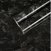 CHIHUT Light Black Peel and Stick Marble Contact Paper for Countertops Waterproof Black Self Adhesive Marble Wallpaper for Kitchen Glossy Removable Wall Paper Vinyl Wrap for Walls Cabinet 17.7"x236"