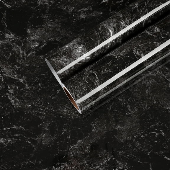 CHIHUT Light Black Peel and Stick Marble Contact Paper for Countertops Waterproof Black Self Adhesive Marble Wallpaper for Kitchen Glossy Removable Wall Paper Vinyl Wrap for Walls Cabinet 17.7"x236"