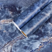 CHIHUT Blue Marble Contact Paper Peel and Stick Marble Wallpaper for Countertops Waterproof Self Adhesive Countertop Contact Paper Removable Vinyl Film for Cabinets Shelf Liner 12x100