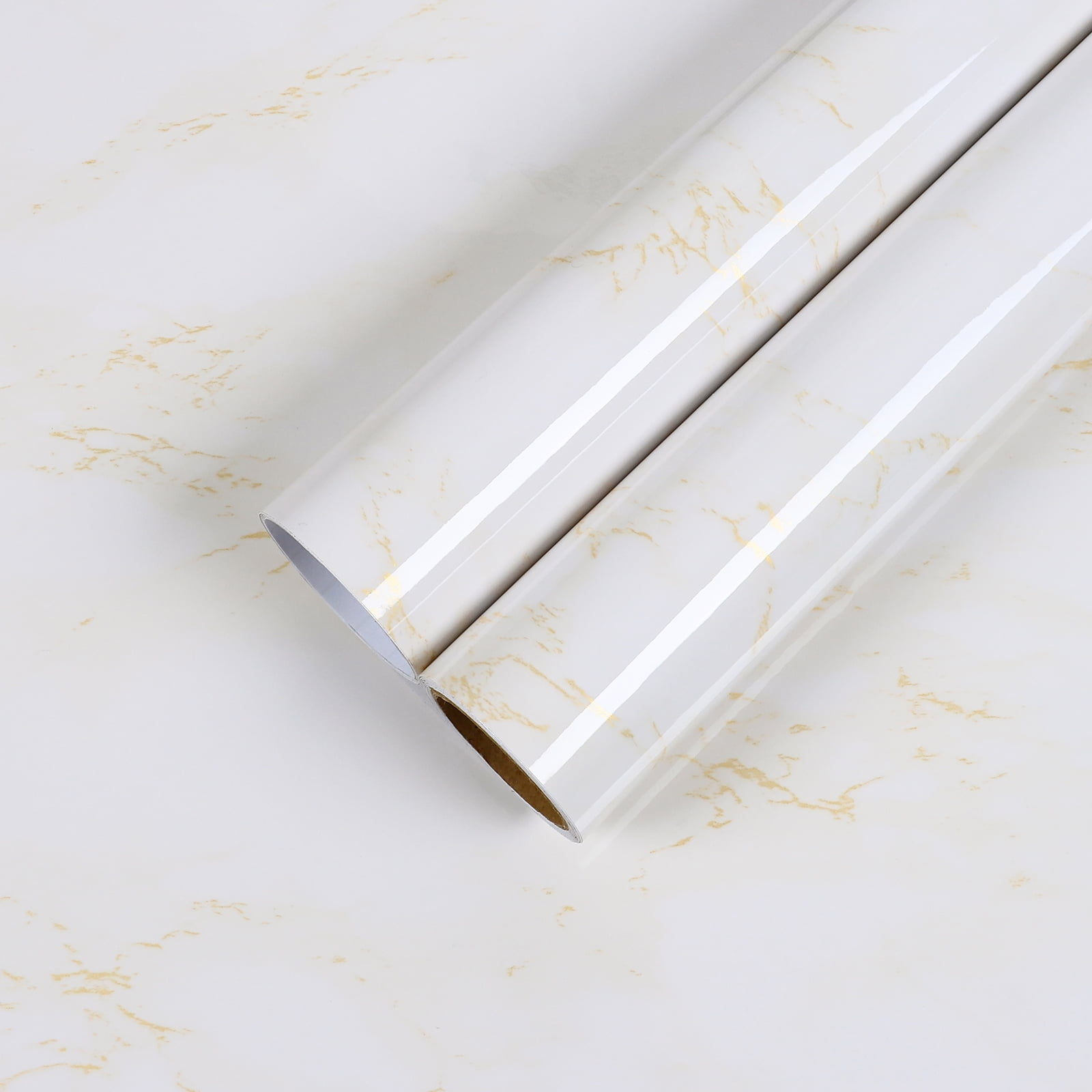 CHIHUT White Marble Contact Paper for Countertops Waterproof Peel and Stick Wallpaper Decorative Gold Contact Paper for Cabinets Wall Counter Glossy Vinyl Wallpaper for Kitchen Bathroom 17.7"x100"
