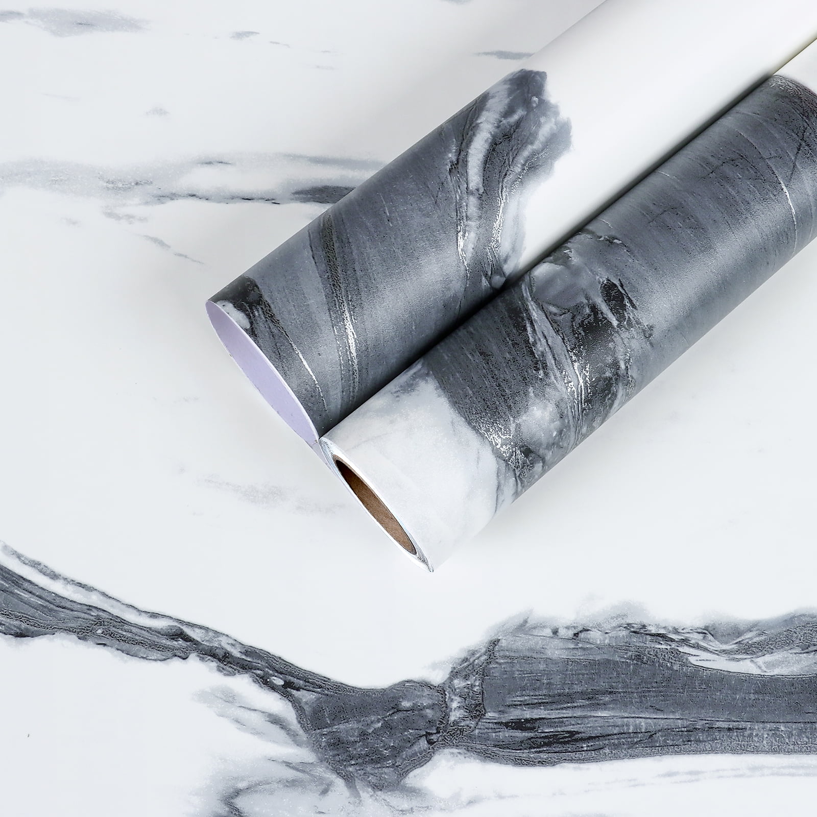 CHIHUT Marble Contact Paper for Countertops Peel and Stick Marble Wallpaper for Kitchen Counter Waterproof Self Adhesive Black and White Wallpaper Thick Vinyl Roll for Cabinets Table Drawers 12"x100"
