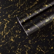 CHIHUT Matte Black Gold Marble Contact Paper for Countertops Peel and Stick Vinyl Wallpaper 17.7”x100”