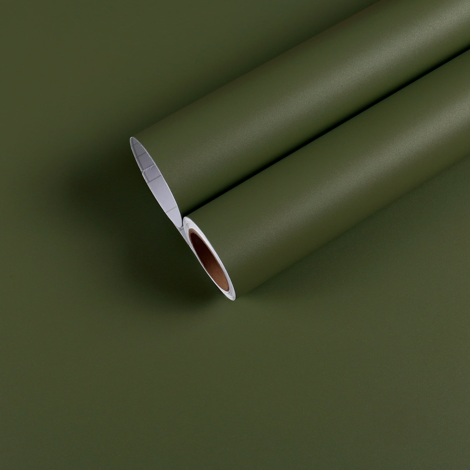 CHIHUT Olive Green Wallpaper 17.7"x236" Green Peel and Stick Countertop Contact Paper