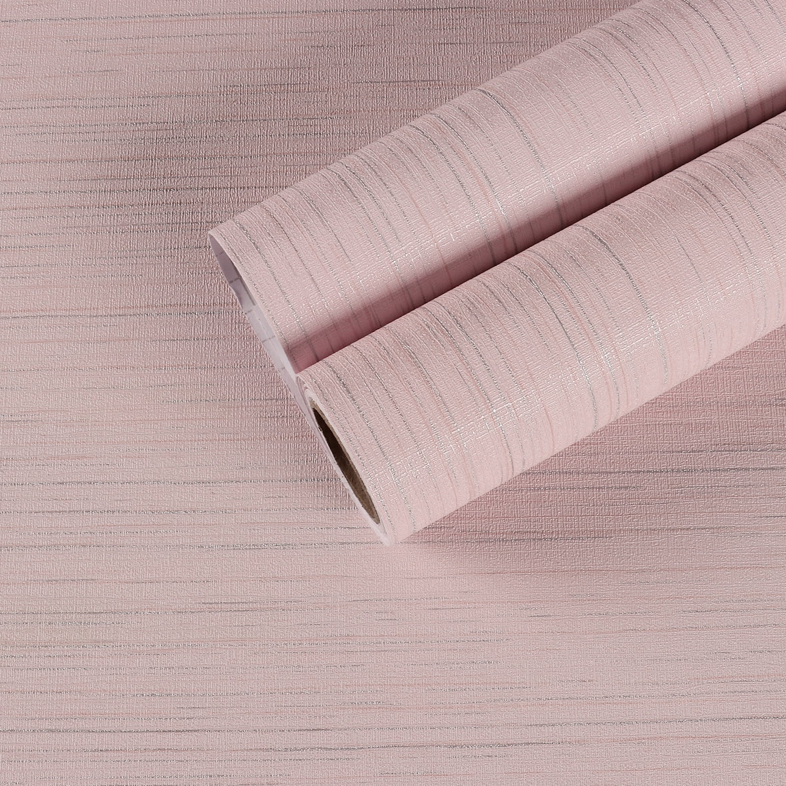 CHIHUT 17.7"x236" Light Pink Wallpaper Grasscloth Textured Peel and Stick Wallpaper Adhesive Vinyl