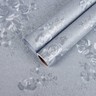 CHIHUT Peel and Stick Vintage Floral Wallpaper Embossed Grey Floral Wallpaper for Bedroom Living Room Textured Removable Self Adhesive Contact Paper for Cabinets Accent Walls 12"x100"