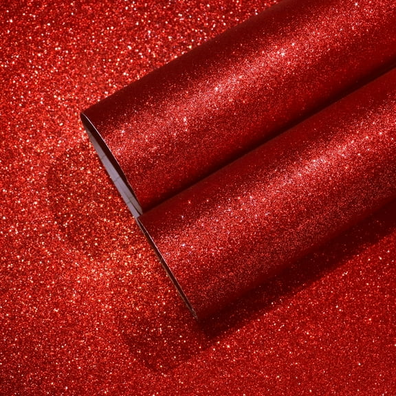 CHIHUT Red Glitter Contact Paper for Countertops Waterproof Sparkle Glitter Peel and Stick Wallpaper for Bedroom Self Adhesive Red Glitter Wall Paper Removable Roll for Walls Dresser 15.7"x100"