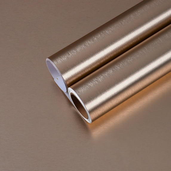CHIHUT Rose Gold Stainless Steel Contact Paper for Countertop Waterproof Peel and Stick Wallpaper for Kitchen Self Adhesive Wall Paper Removable Vinyl Roll for Cabinets Drawer Liners 17.7"x100"