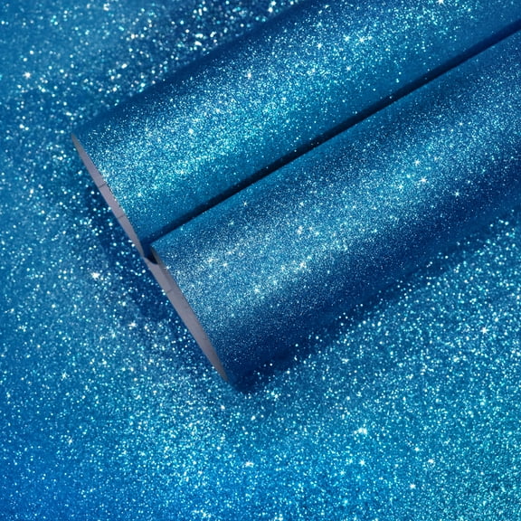 CHIHUT Blue Glitter Wallpaper Peel and Stick Wallpaper 15.7''x100'' Self Adhesive Blue Glitter Contact Paper for Walls Removable Fabric Glitter Wall Paper Sparkle Vinyl Roll for Cabinets Drawers
