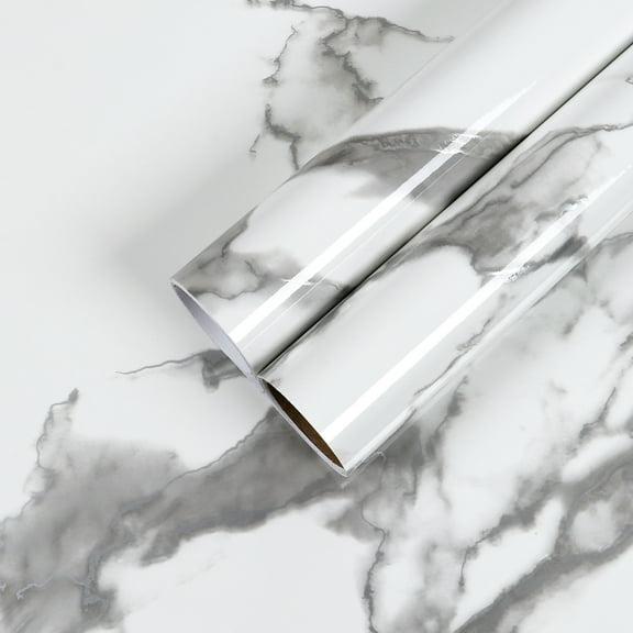 CHIHUT White Grey Marble Contact Paper for Countertops Waterproof Peel and Stick Countertop Marble Self Adhesive Kitchen Wallpaper Removable Vinyl Wall Paper for Bedroom Bathroom Cabinets 12"x100"
