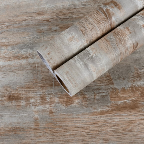 CHIHUT Wood Grain Peel and Stick Contact Paper for Countertops Waterproof Rustic Gray Brown Weathered Wood Wallpaper for Kitchen Self Adhesive Removable Wall Paper Vinyl Roll for Cabinets 17.7"x100"