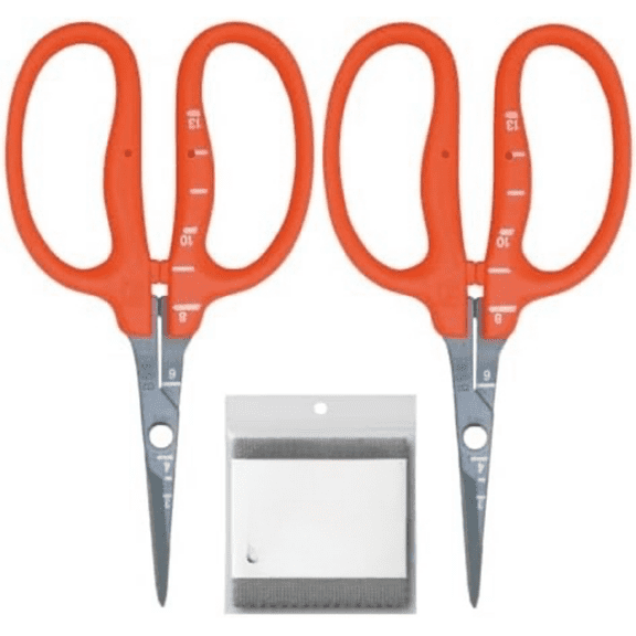 CHIKAMASA B-500SF Japanese Gardening Shears (2-Pack) with a Bonus Microfiber Cleaning Cloth - Fluorine Coated Stainless Steel Precision Trimmers for Grapes, Herbs, and Bonsai$$Garden & Patio