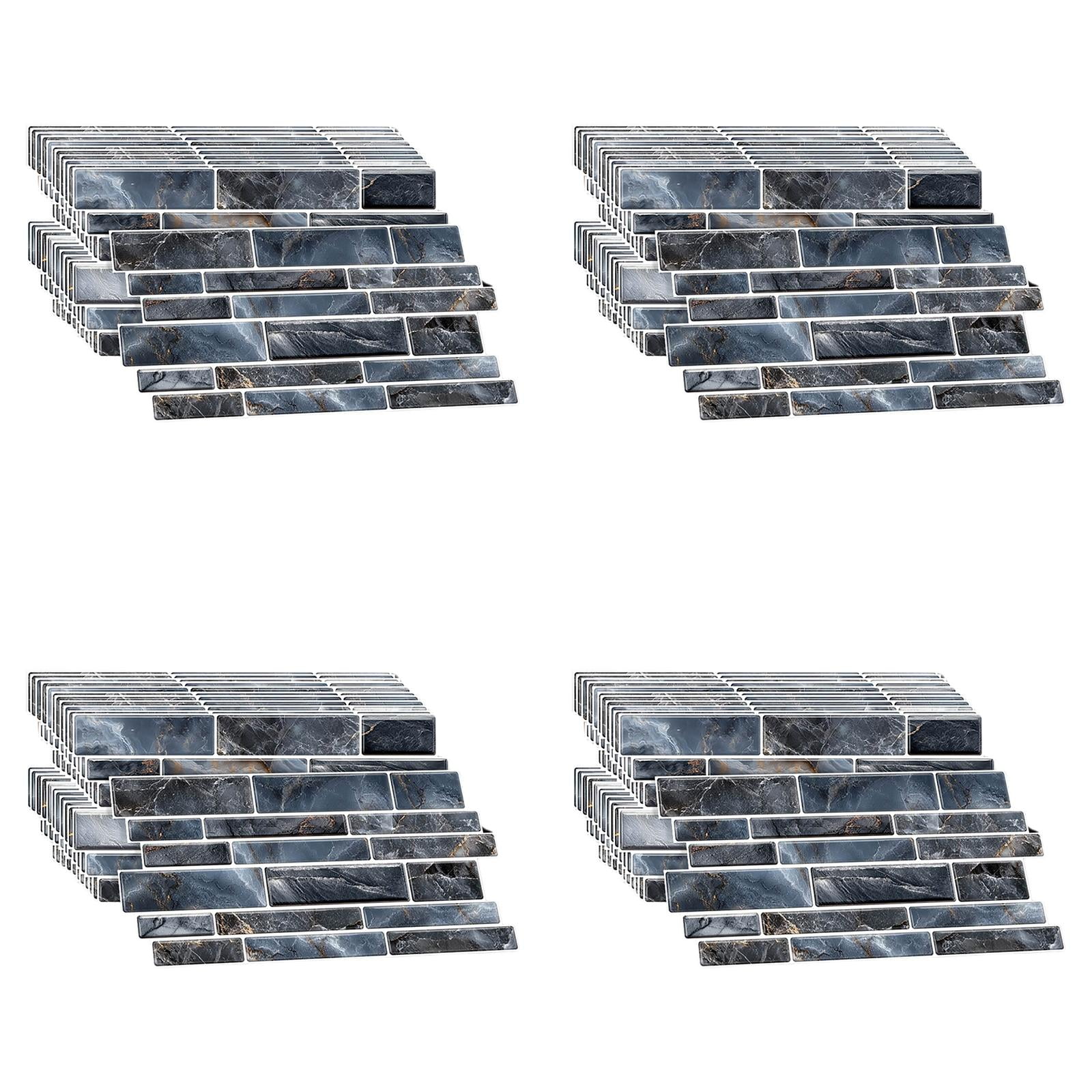 CHIKANSTORE 48PCS Wall Stickers Peel and Stick Backsplash Tile for Kitchen Wall, Back Splash Stick On Tiles for Kitchen (9.68"x4.72", Dark Blue)