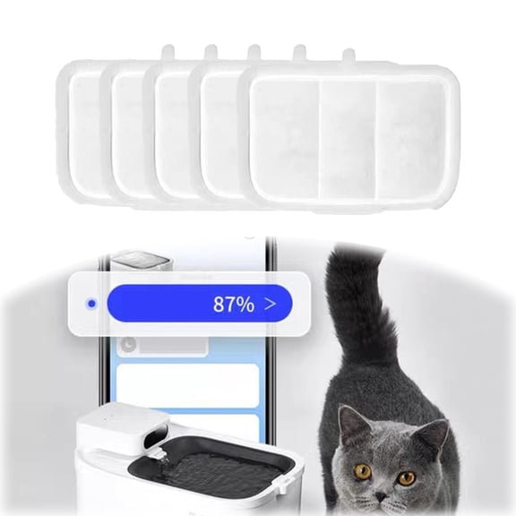 CHIKANSTORE 5 Pack Cat Water Fountain Filter,Filter Unit Rect Compatible Pet Cordless Water Fountain (5 Pack, 105fl Oz)