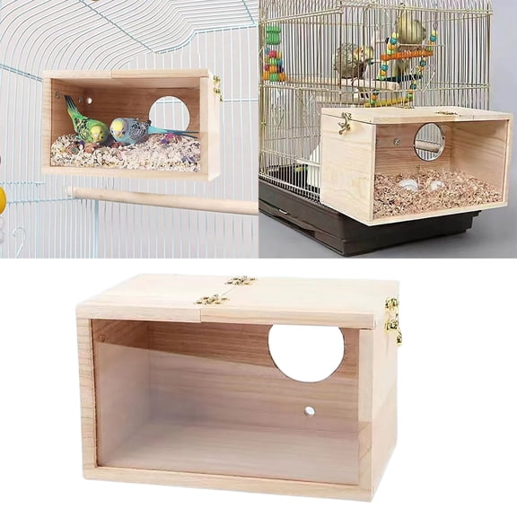 CHIKANSTORE Bird Nesting Box, Transparent Wooden Nesting Box with Imitation Branch, Eco-Friendly Bird House for Breeding Box