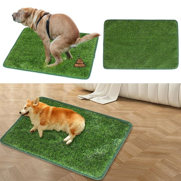 CHIKANSTORE Dog Grass Pad for Potty Training – Indoor & Outdoor Puppy Pee Pad – Washable & Leak-Proof Dog Potty Grass – Reusable Pet Bathroom Mat for Crate, Balcony, Yard(27.5x18in)