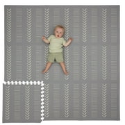 CHILDLIKE BEHAVIOR Grey Mudcloth Play Mat - Non-Toxic Foam Interlocking Tiles 72x72 Inch for Infants, Toddlers and Kids - Baby Play Mat