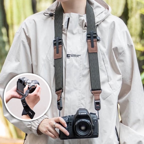 CHILL LIGHT 3.5cm Quick Release Camera Strap, Nylon Shoulder Strap with Detachable Wrist Strap