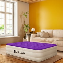CHILLSUN 18 inch Air Mattress Inflatable Airbed with Built-in Pump Queen