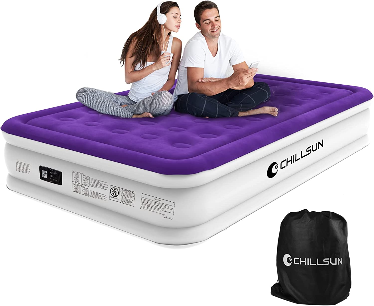EnerPlex Luxury 16 Inch Double High Air Mattress with Built in Pump