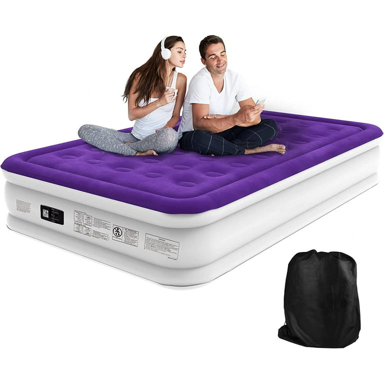 CHILLSUN Air Mattress Queen Size Inflatable Airbed with Built in Pump for Guest Home Camping Travel