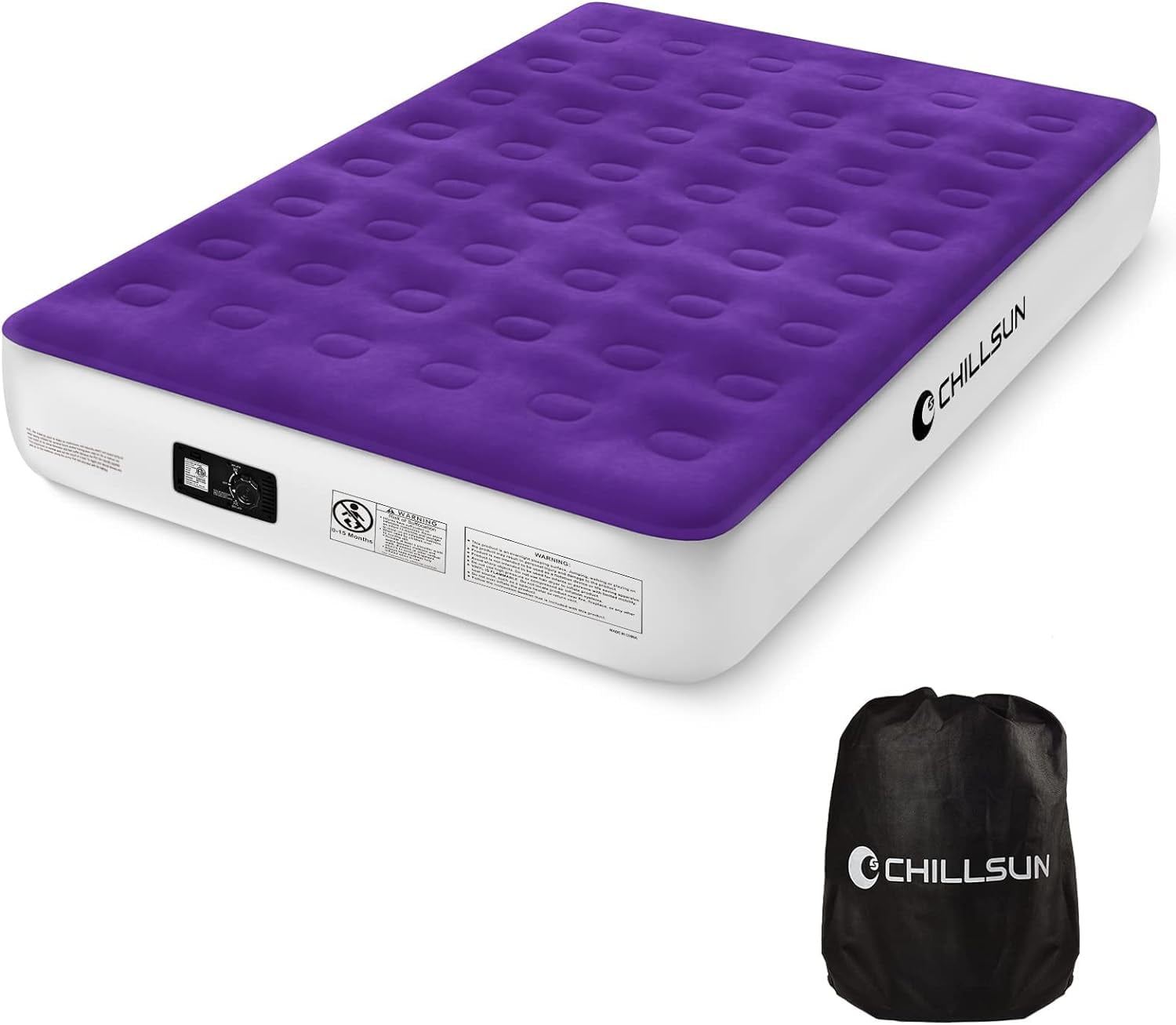 CHILLSUN Queen Air Mattress with Builtin Pump,2 Mins Quick Inflate