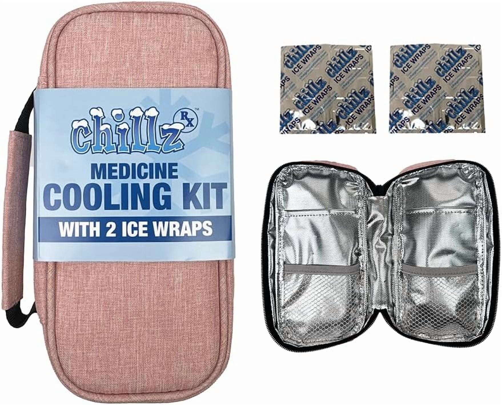 glp 1 travel cooler CHILLZ Pink Rx Medication Bag with 2 Reusable Ice Wrap Sheets | Insulated  Cooler for Medications, Insulin, GLP-1 Injectables, and Prescription Travel