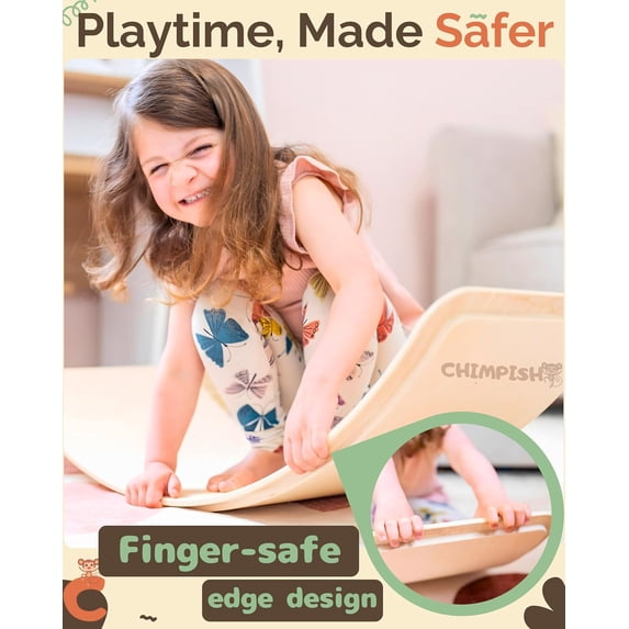 Wooden Board - 37 Inch Finger Safe Wobble Board for Toddlers Kids Adults Indoor Outdoor