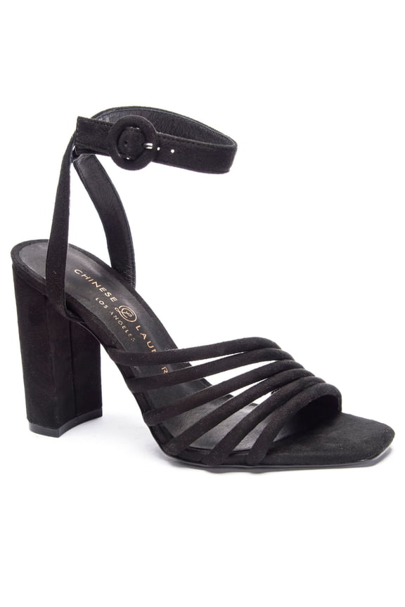 Womens Black Asymmetrical Strappy Jonah Square Toe Block Heel Buckle Dress Sandals Shoes 8