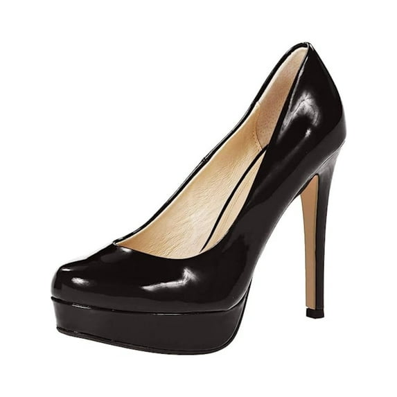 CHINESE LAUNDRY Womens Black Gloss 1" Platform Comfort Wonder Almond Toe Stiletto Slip On Pumps 10 M