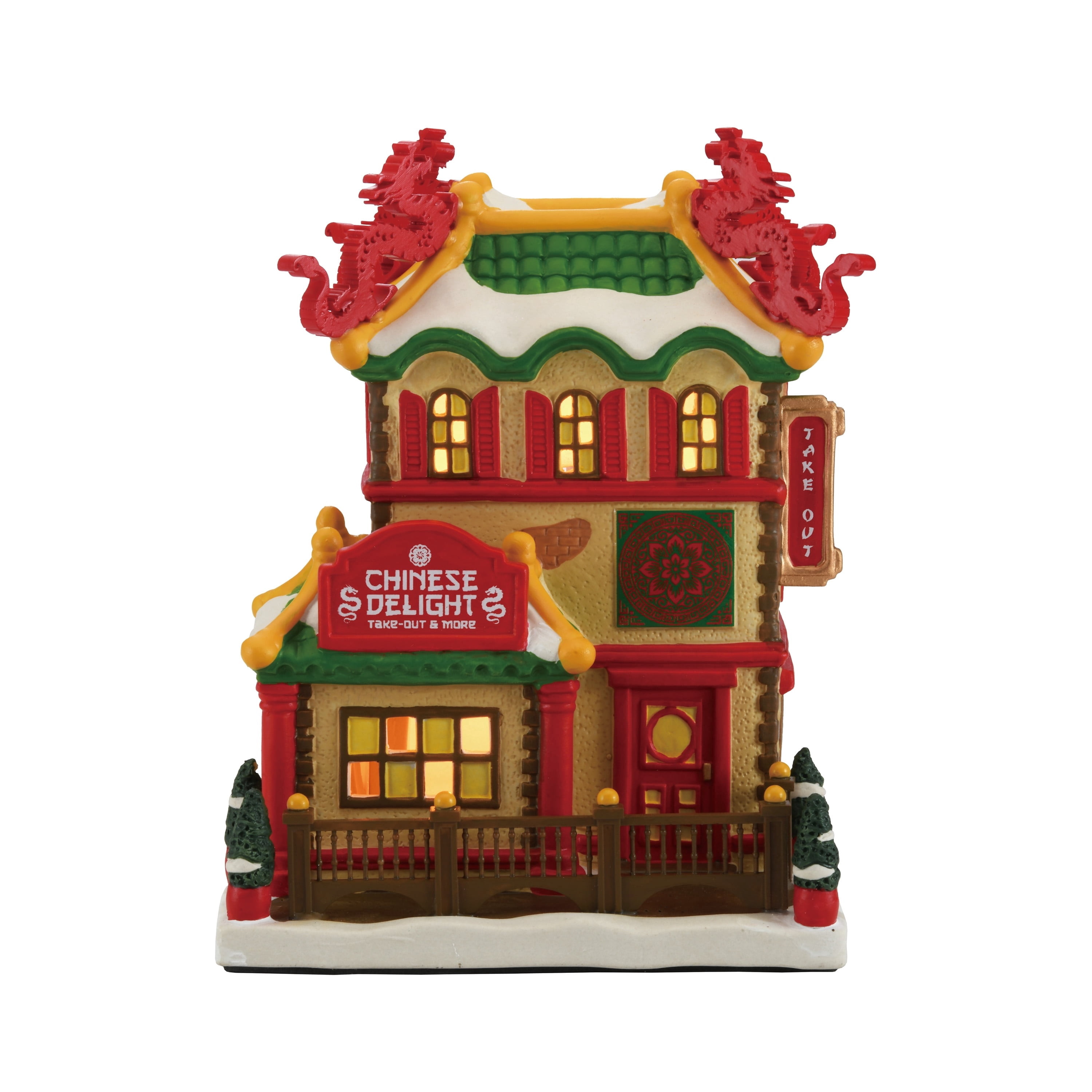 Light-Up Porcelain Chinese Restaurant Christmas Village Building, Multicolor, 7.88", by Holiday Time