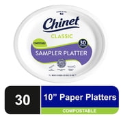 Chinet Classic  Premium Disposable Paper Sampler Platters 10in x 71/2", White, 30 Count