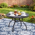 thumbnail image 1 of CHINNLUU 41” Patio Outdoor Dining Table, Wood-Grain Patio Round Table with Umbrella Hole, All-Weather Metal Dining Table for Party, Lawn & Garden, 1 of 11