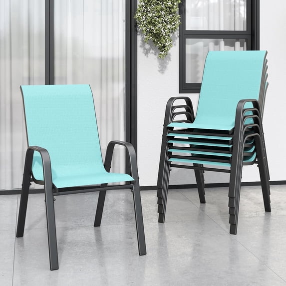 CHINNLUU Patio Chairs Set of 6, Stackable Outdoor Dining Chairs for All ...