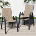 thumbnail image 1 of CHINNLUU Patio Dining Chairs Set of 4 Outdoor Stackable Dining Chairs for All Weather 330lbs Capacity Heavy Duty Metal Frame Patio Furniture for Backyard Garden Poolside (Brown), 1 of 12