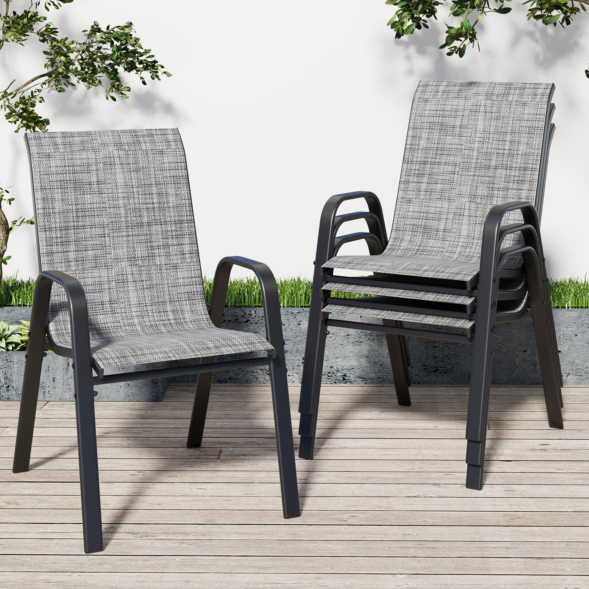CHINNLUU Patio Dining Chairs Set of Outdoor Stackable Dining