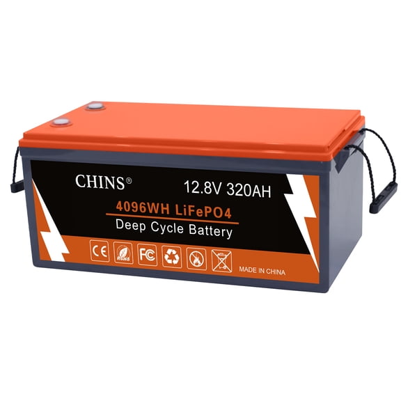 CHINS Bluetooth LiFePO4 Battery Smart 12V 320Ah Lithium Battery - Built-in 200A BMS, 2000~5000 Cycles