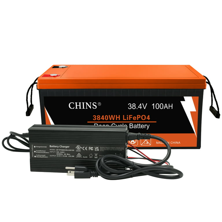 CHINS Bluetooth LiFePO4 Smart 36V 100AH Lithium Iron Battery for Golf Carts  