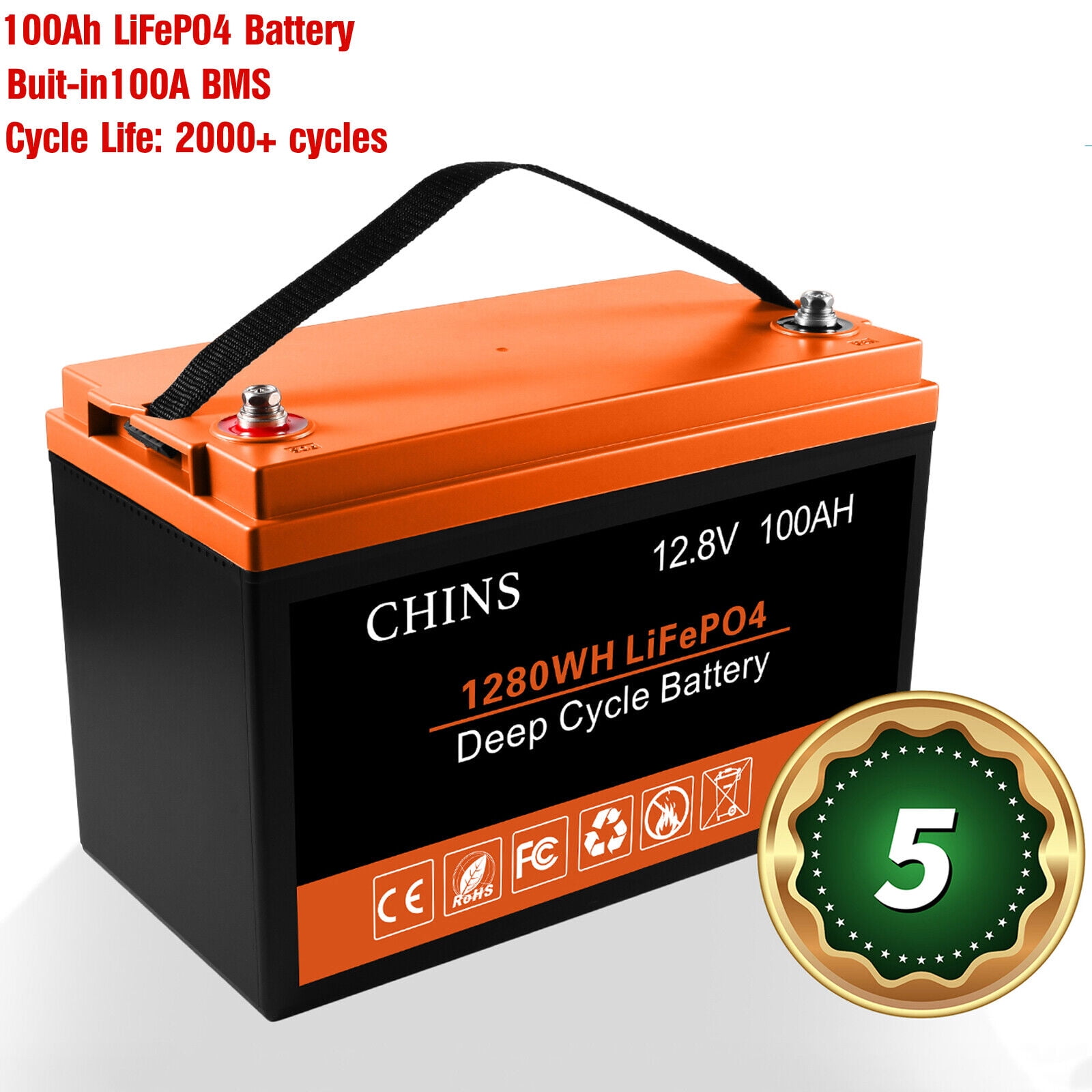 CHINS LiFePO4 Deep Cycle Lithium Battery 12V 100ah LiFePO4 Rechargeable Battery