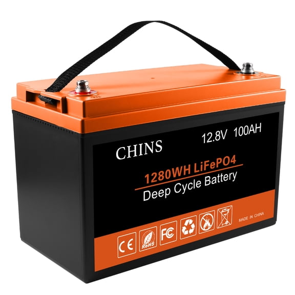 CHINS LiFePO4 Lithium Iron Battery 12V 100Ah for Boat Fishing