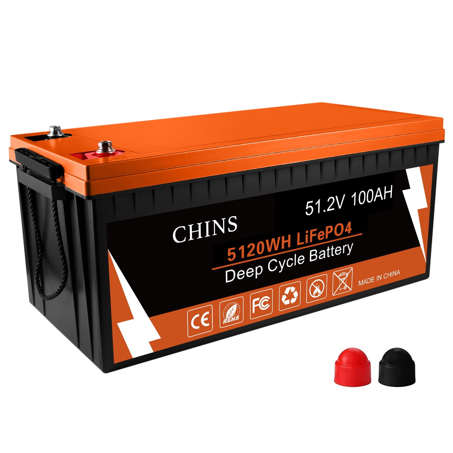 CHINS Smart LiFePO4 48V 100Ah Lithium Iron Battery Built in 100A BMS For  Golf Cart 