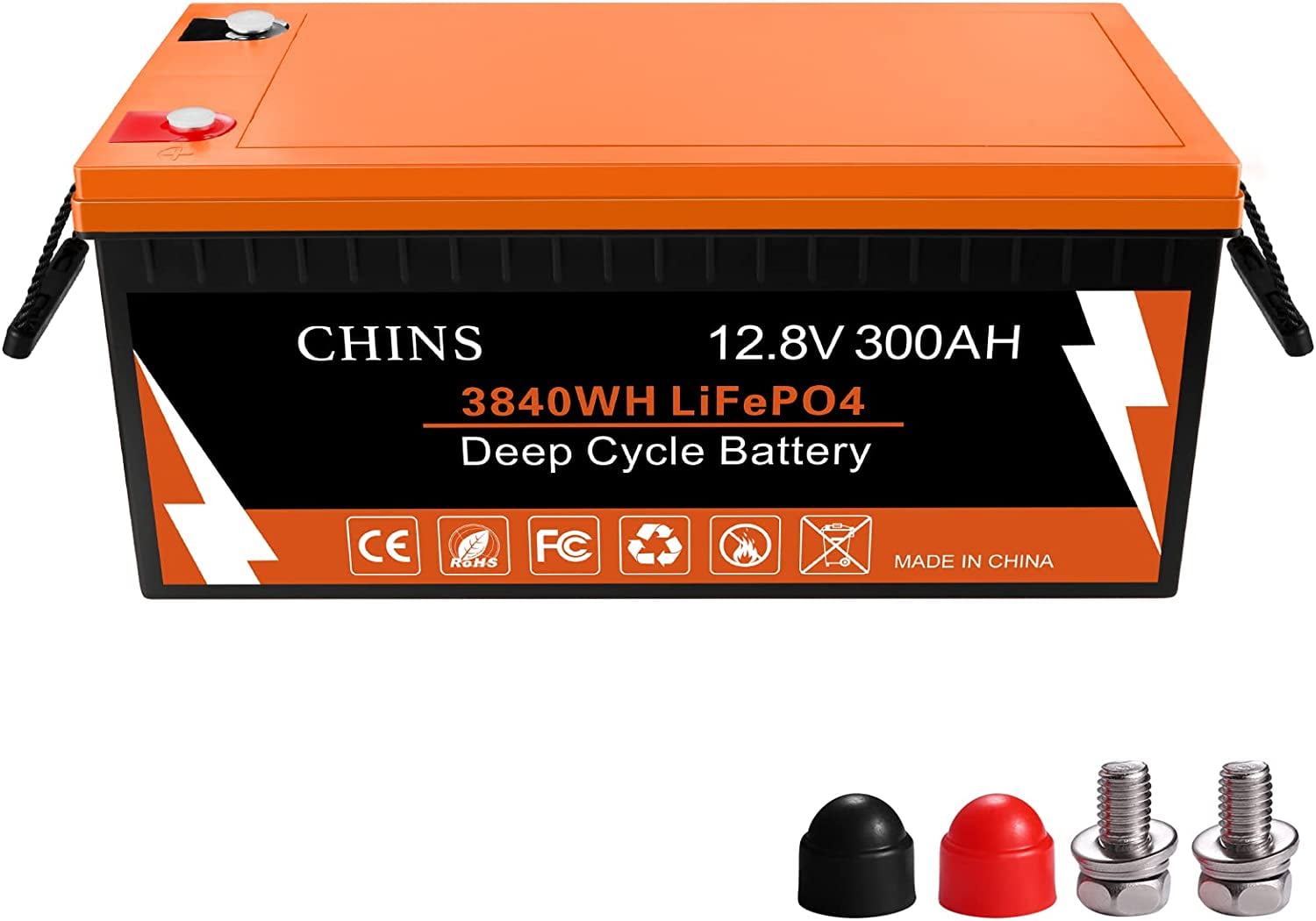 CHINS Smart LiFePO4 Lithium Iron Battery 12.8V 300Ah for solar home 