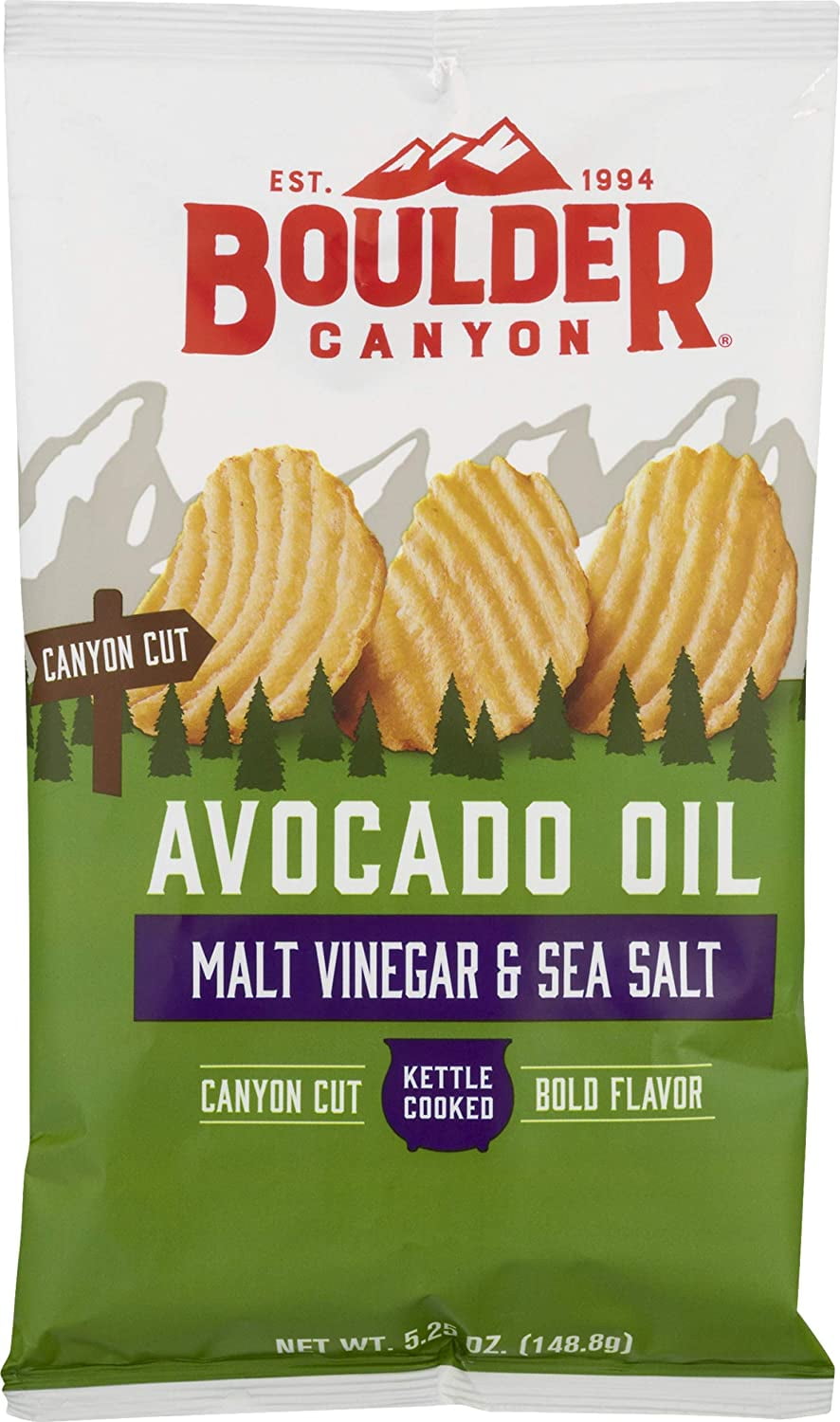 Boulder Canyon Avocado Oil Malt Vinegar & Sea Salt Chips 10oz, (Pack of