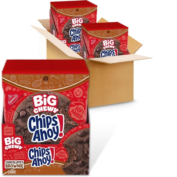 CHIPS AHOY! Big Chewy Chocolate Chip Cookies, Chocolatey Brownie, 14 Snack Packs (1 Cookie Per Pack)