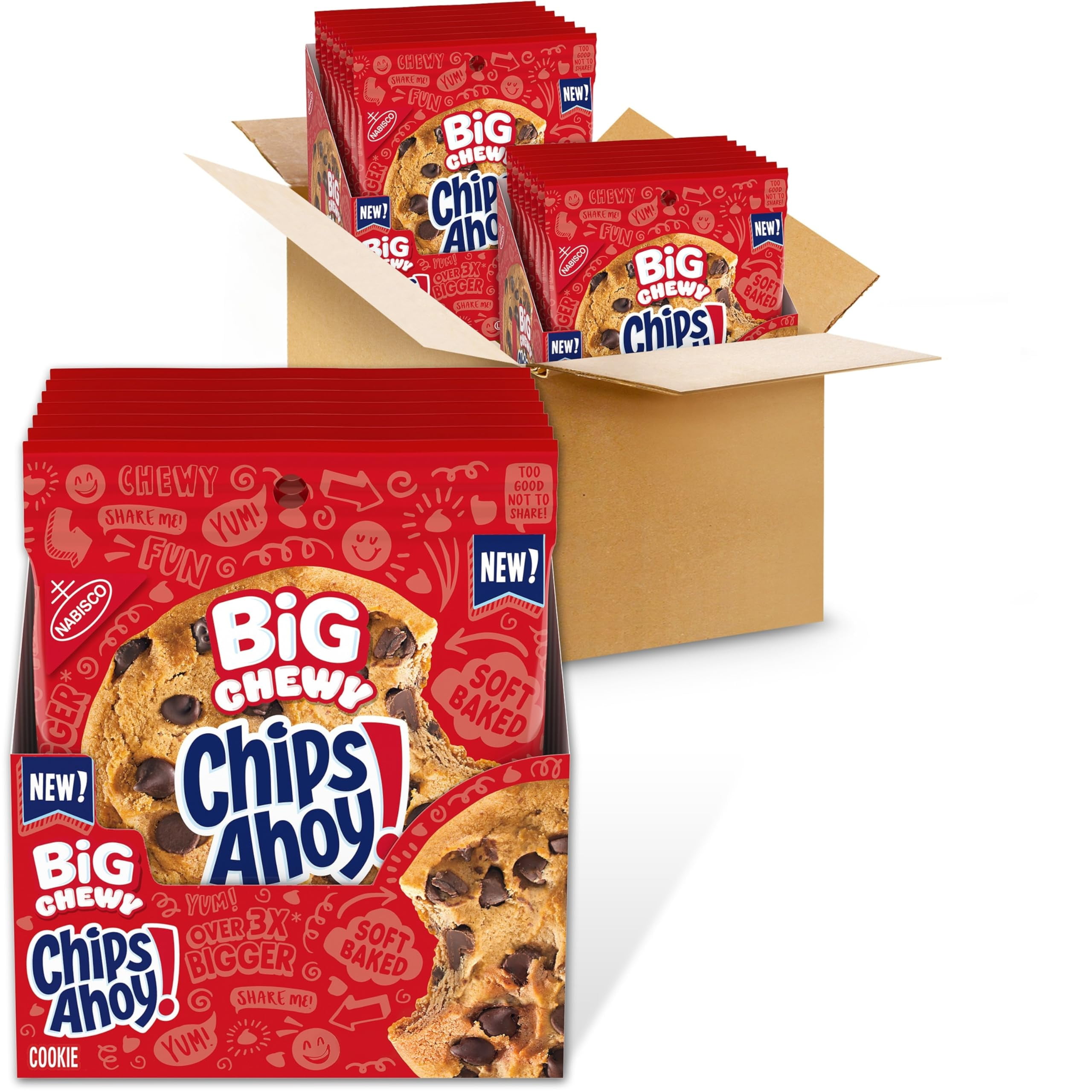 CHIPS AHOY! Big Chewy Chocolate Chip Cookies, H2FSD14 Snack Packs (1 Cookie Per Pack)