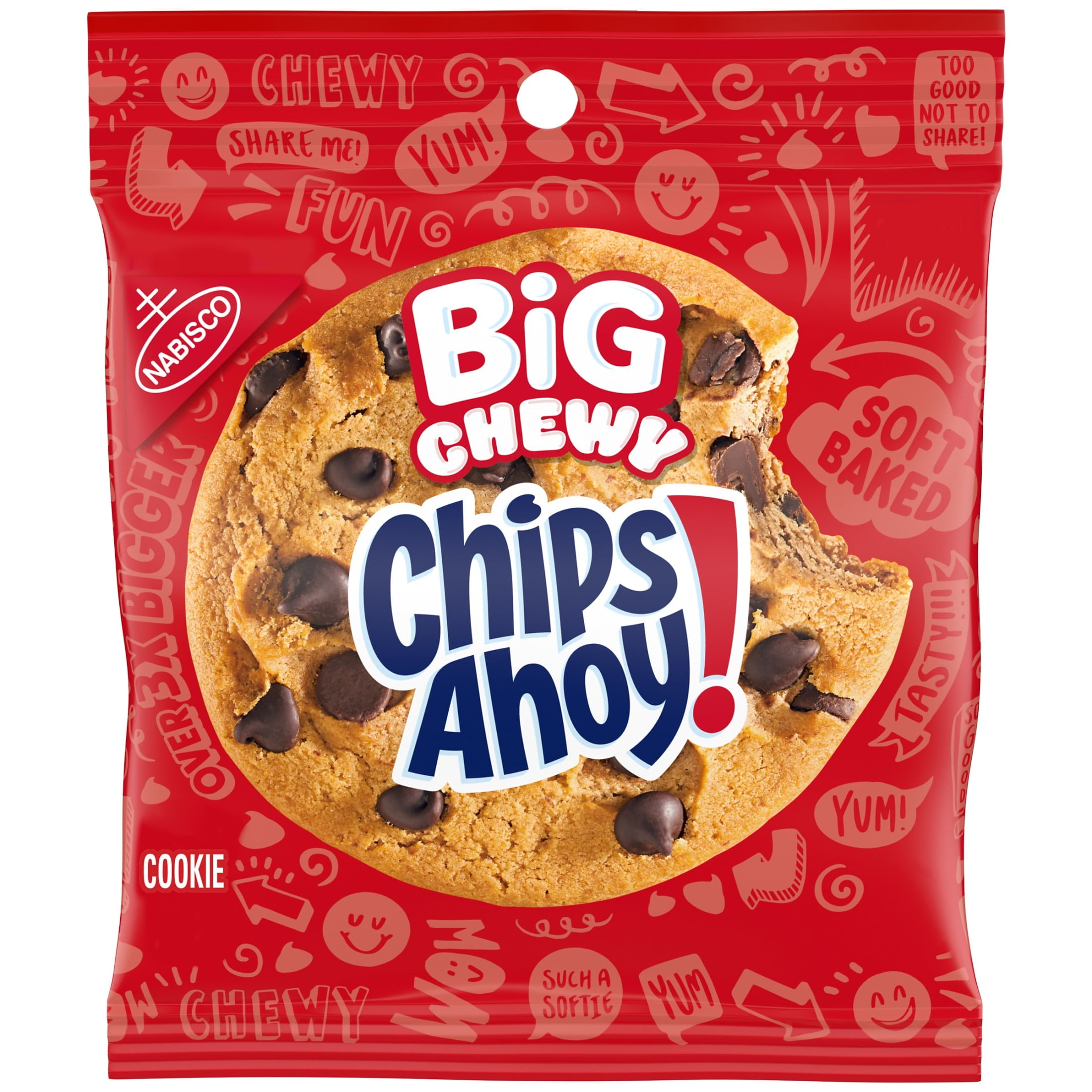 CHIPS AHOY! Big Chewy Chocolate Chip Cookies, 2.5 oz (1 Cookie Per Pack)